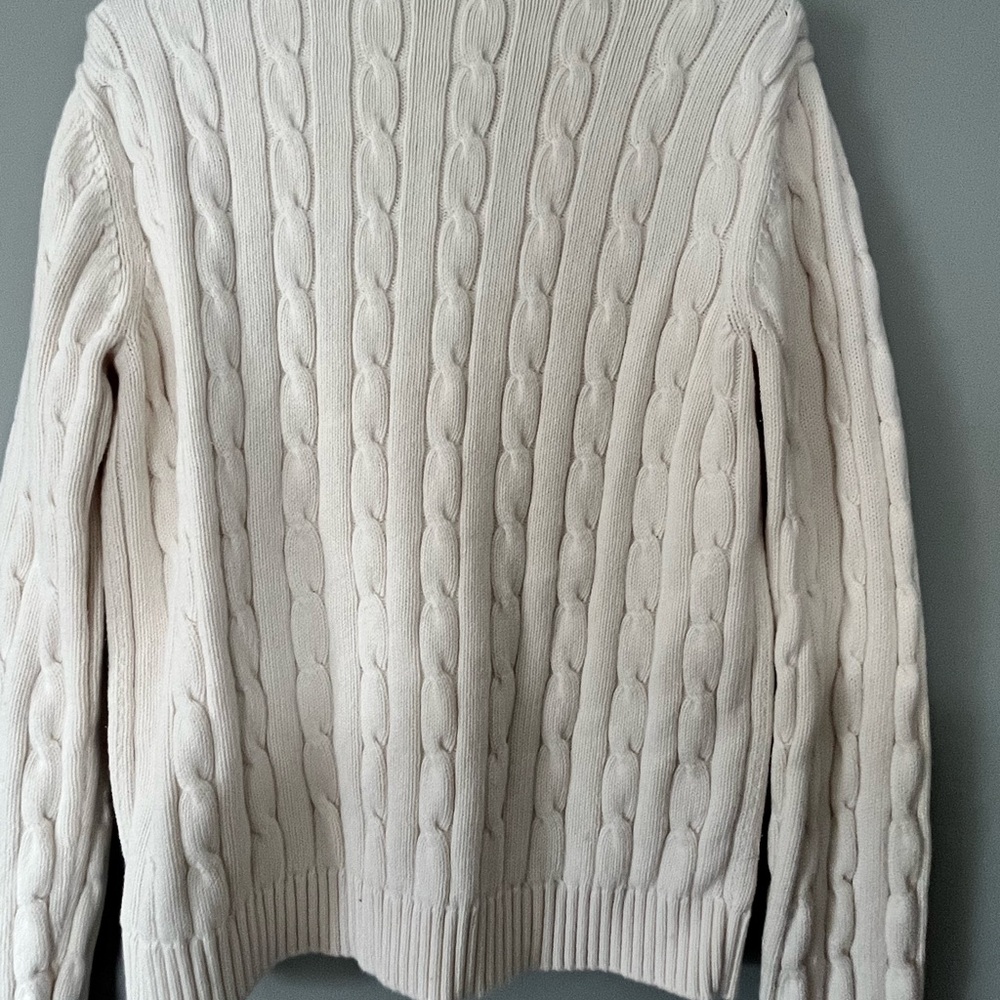 Chaps by Ralph Lauren V-Neck Cable Knit Sweater in Cream - Picture 5 of 6